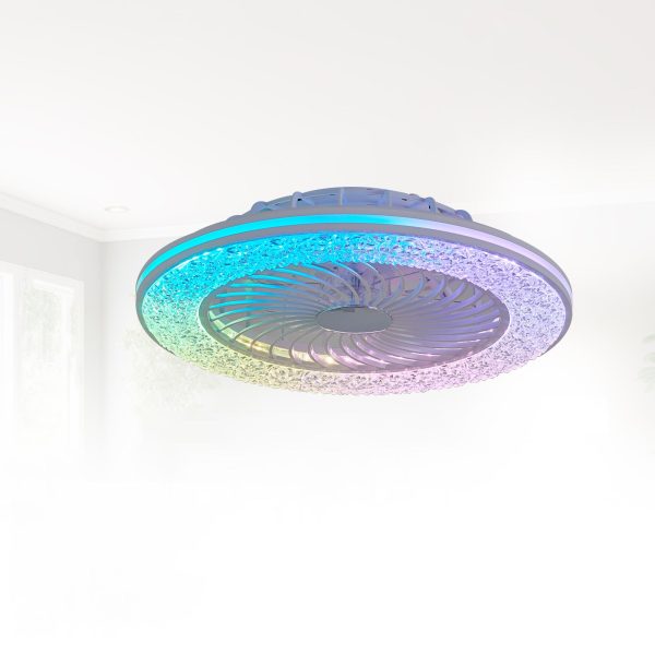 Modern Minimalist ABS And Acrylic Round Smart LED Semi-Flush Mount Ceiling Fan Light For Bedroom And Living Room - Image 14