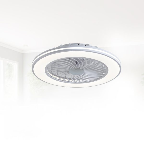 Modern Minimalist ABS And Acrylic Round Smart LED Semi-Flush Mount Ceiling Fan Light For Bedroom And Living Room - Image 15