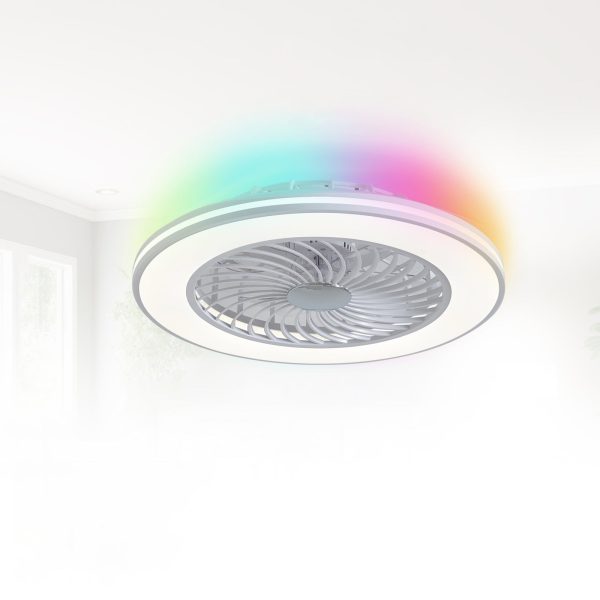 Modern Minimalist ABS And Acrylic Round Smart LED Semi-Flush Mount Ceiling Fan Light For Bedroom And Living Room - Image 16