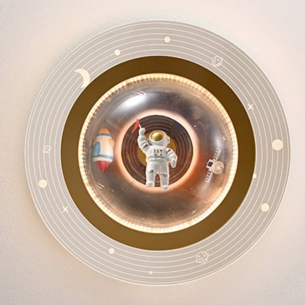 Contemporary Creative Kids Iron Resin & Acrylic Astronaut Globe LED Semi-Flush Mount Ceiling Light For Bedroom - Image 11