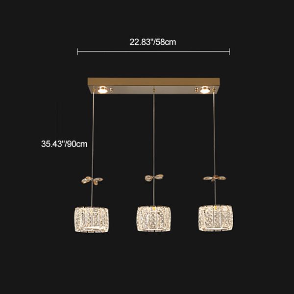 Modern Luxury Crystal & Stainless Steel Raindrop Cylinder Petal LED Chandelier Island Light For Dining Room & Living Room - Image 10