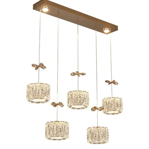 Modern Luxury Crystal & Stainless Steel Raindrop Cylinder Petal LED Chandelier Island Light For Dining Room & Living Room - Image 33