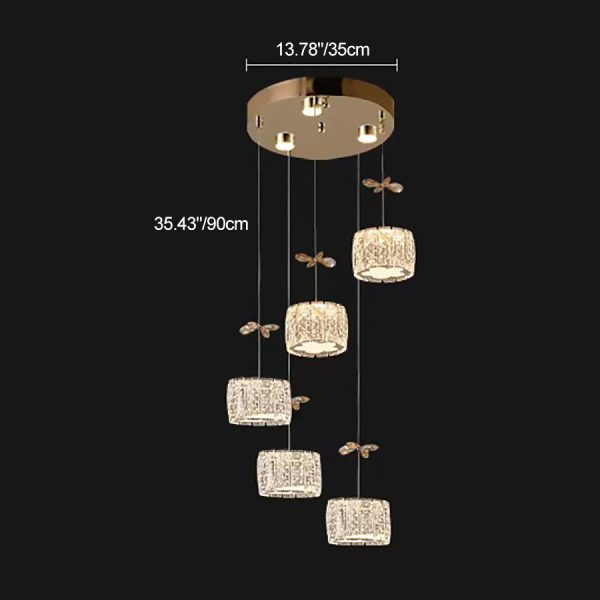 Modern Luxury Crystal & Stainless Steel Raindrop Cylinder Petal LED Chandelier Island Light For Dining Room & Living Room - Image 11