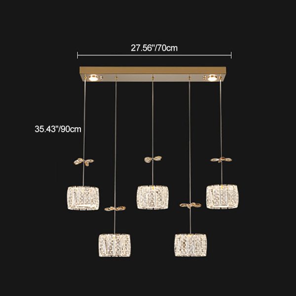 Modern Luxury Crystal & Stainless Steel Raindrop Cylinder Petal LED Chandelier Island Light For Dining Room & Living Room - Image 12