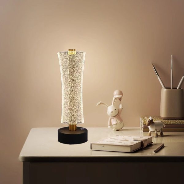 Modern Luxury Metal & Acrylic Column Tower-Shaped LED Table Lamp For Bedside - Image 3