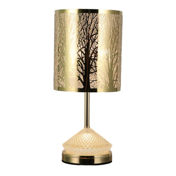 Modern Transitional Metal Stainless Steel & Acrylic Pillar With Forest Roman Pattern 1-Light LED Table Lamp For Bedroom & Study - Image 14