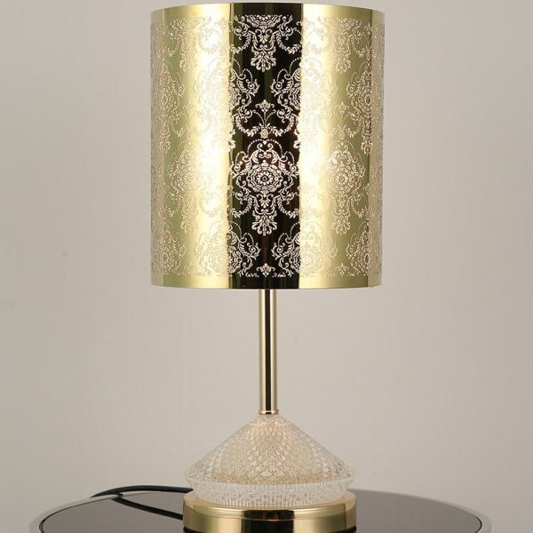 Modern Transitional Metal Stainless Steel & Acrylic Pillar With Forest Roman Pattern 1-Light LED Table Lamp For Bedroom & Study - Image 11