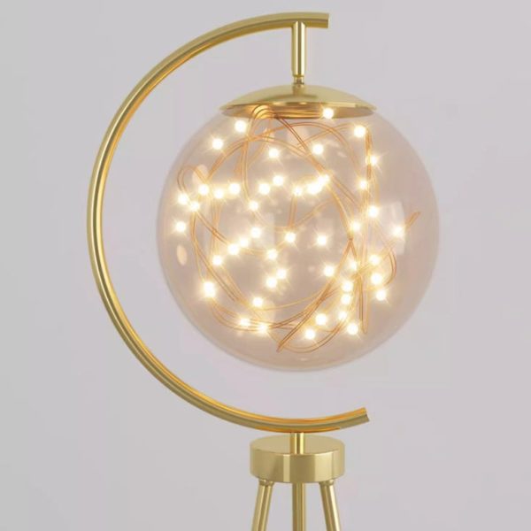 Contemporary Nordic Glass & Metal Starry Globe LED Standing Floor Lamp With Shelf For Living Room And Bedroom - Image 9