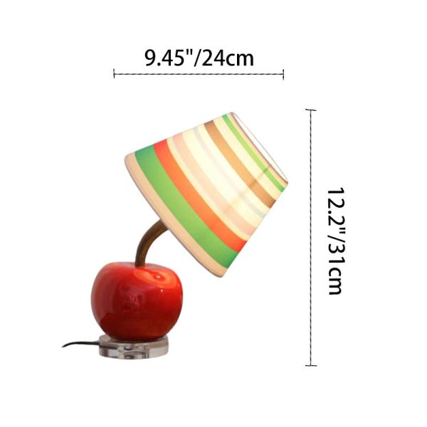 Contemporary Creative Resin & Fabric Tilted Apple 1-Light Table Lamp For Bedroom - Image 6