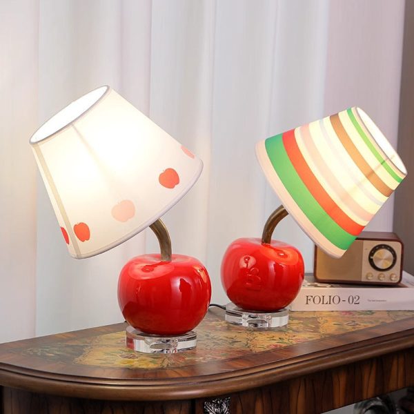 Contemporary Creative Resin & Fabric Tilted Apple 1-Light Table Lamp For Bedroom - Image 11