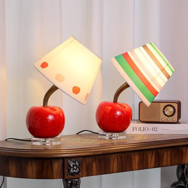 Contemporary Creative Resin & Fabric Tilted Apple 1-Light Table Lamp For Bedroom - Image 10