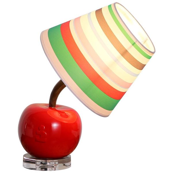 Contemporary Creative Resin & Fabric Tilted Apple 1-Light Table Lamp For Bedroom - Image 15