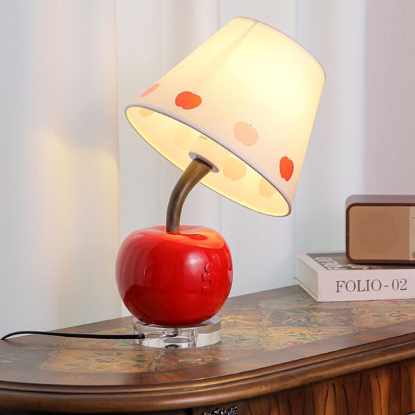Contemporary Creative Resin & Fabric Tilted Apple 1-Light Table Lamp For Bedroom - Image 13