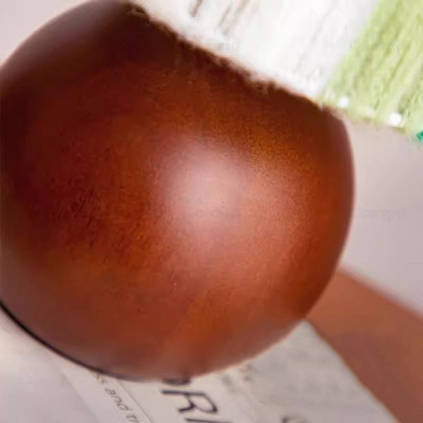 Traditional French Oak And Mohair Weaving Round Sphere Cylinder 1-Light Table Lamp For Bedroom - Image 9