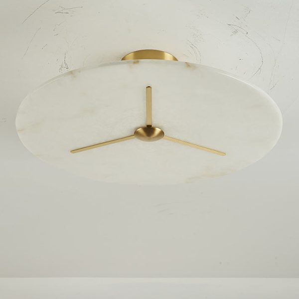 Modern Mid-Century Copper & Alabaster Clock-Inspired Round 3/4/5/6-Light Semi-Flush Mount Ceiling Light For Bedroom And Hallway - Image 15