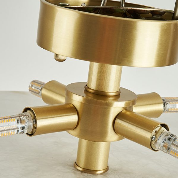 Modern Mid-Century Copper & Alabaster Clock-Inspired Round 3/4/5/6-Light Semi-Flush Mount Ceiling Light For Bedroom And Hallway - Image 13