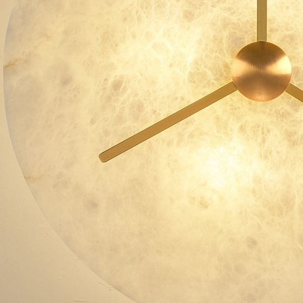 Modern Mid-Century Copper & Alabaster Clock-Inspired Round 3/4/5/6-Light Semi-Flush Mount Ceiling Light For Bedroom And Hallway - Image 10