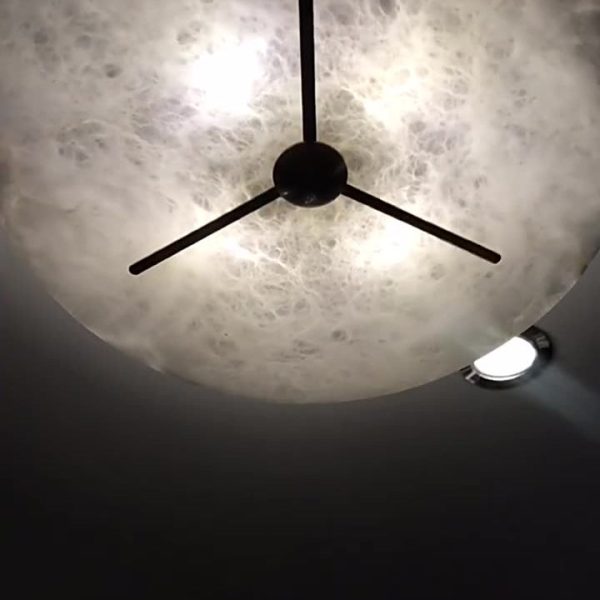 Modern Mid-Century Copper & Alabaster Clock-Inspired Round 3/4/5/6-Light Semi-Flush Mount Ceiling Light For Bedroom And Hallway - Image 12