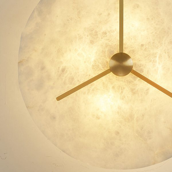 Modern Mid-Century Copper & Alabaster Clock-Inspired Round 3/4/5/6-Light Semi-Flush Mount Ceiling Light For Bedroom And Hallway - Image 11