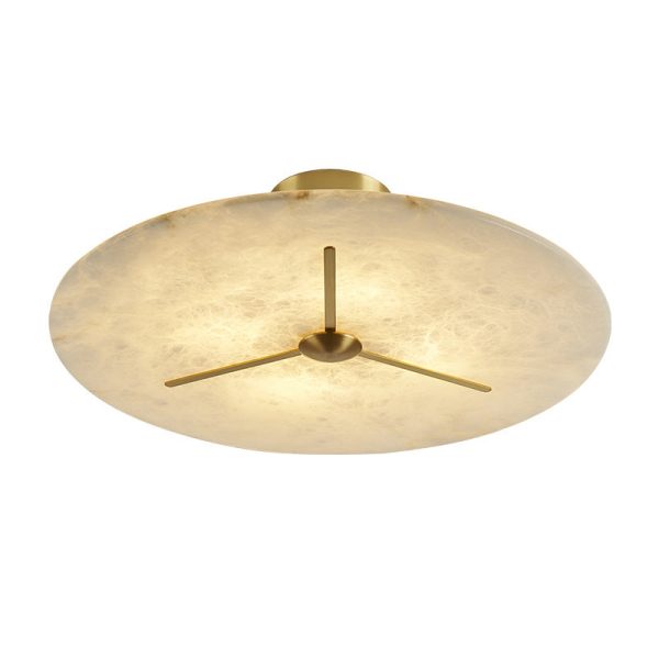Modern Mid-Century Copper & Alabaster Clock-Inspired Round 3/4/5/6-Light Semi-Flush Mount Ceiling Light For Bedroom And Hallway - Image 17