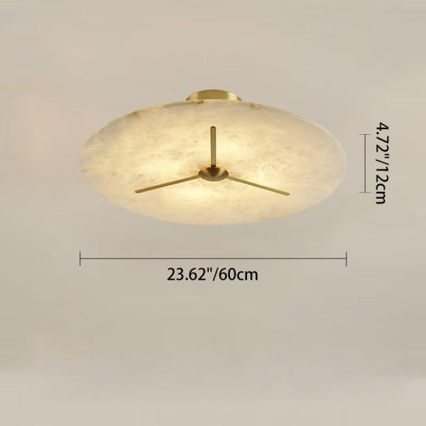 Modern Mid-Century Copper & Alabaster Clock-Inspired Round 3/4/5/6-Light Semi-Flush Mount Ceiling Light For Bedroom And Hallway - Image 9