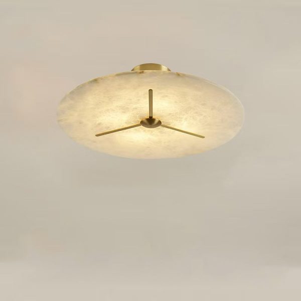 Modern Mid-Century Copper & Alabaster Clock-Inspired Round 3/4/5/6-Light Semi-Flush Mount Ceiling Light For Bedroom And Hallway - Image 16