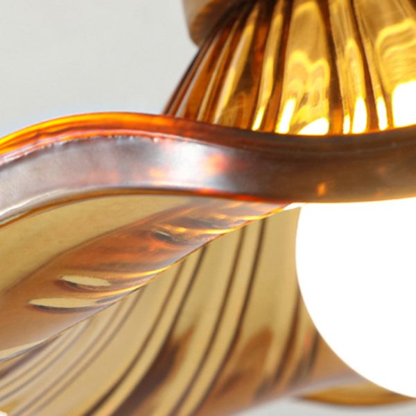 Contemporary Retro Metal Rubber Wood & Glass Bell Skirt 1-Light Semi-Flush Mount Ceiling Light For Hallway - Image 11