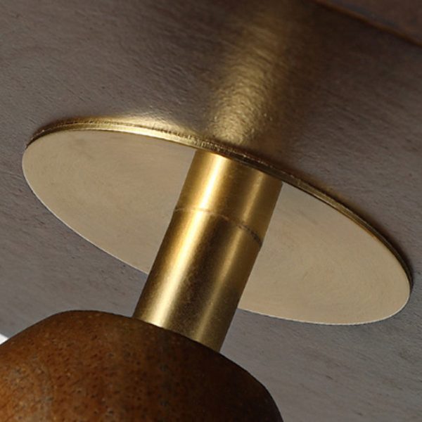 Contemporary Retro Metal Rubber Wood & Glass Bell Skirt 1-Light Semi-Flush Mount Ceiling Light For Hallway - Image 13