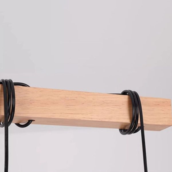 Contemporary Industrial Wood And Iron Grenade Linear 3/4/6-Light Chandelier Island Light For Dining Room - Image 14