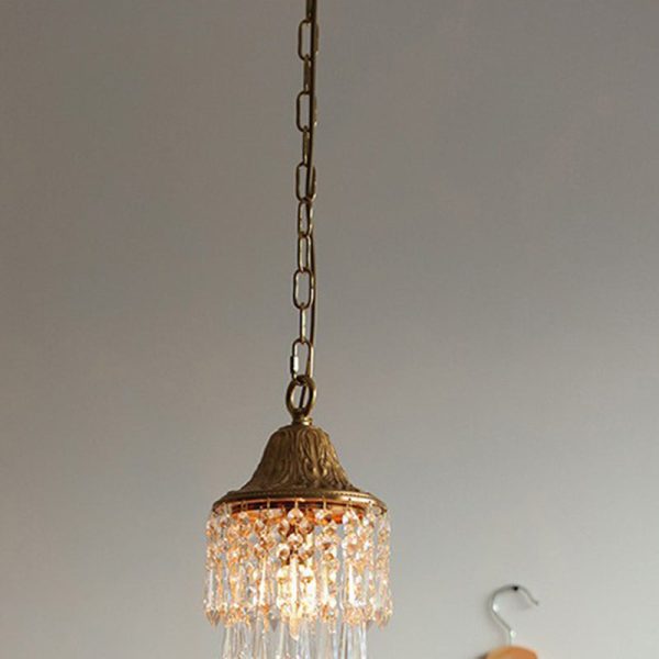 Contemporary Luxury Teardrop Crystal Iron 1-Light Pendant Light For Living Room - Image 12