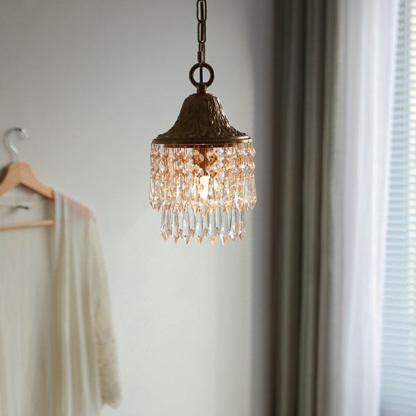 Contemporary Luxury Teardrop Crystal Iron 1-Light Pendant Light For Living Room - Image 6