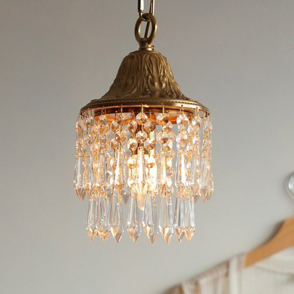 Contemporary Luxury Teardrop Crystal Iron 1-Light Pendant Light For Living Room - Image 8