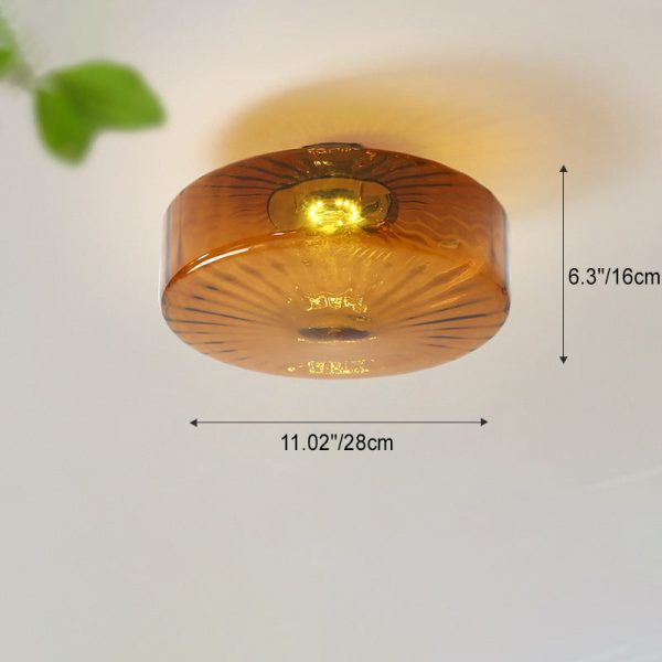 Contemporary Scandinavian Round Iron Glass LED Semi-Flush Mount Ceiling Light For Living Room - Image 4