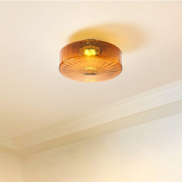 Contemporary Scandinavian Round Iron Glass LED Semi-Flush Mount Ceiling Light For Living Room - Image 10