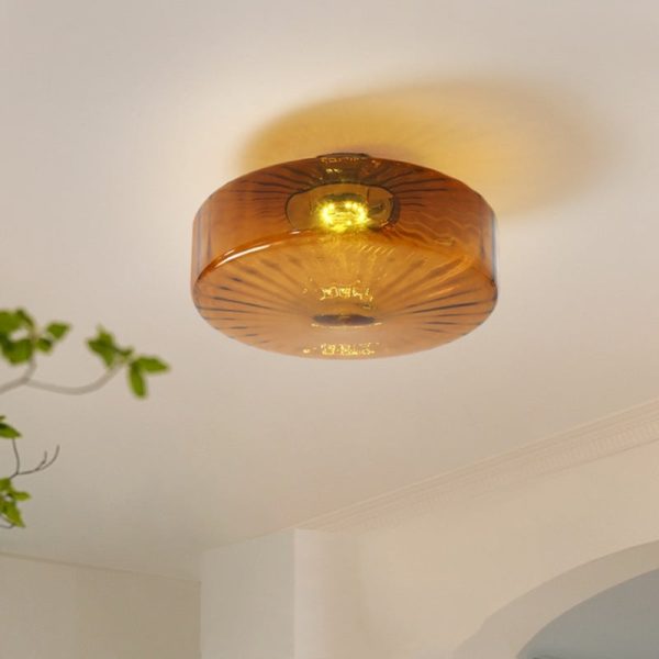 Contemporary Scandinavian Round Iron Glass LED Semi-Flush Mount Ceiling Light For Living Room - Image 11