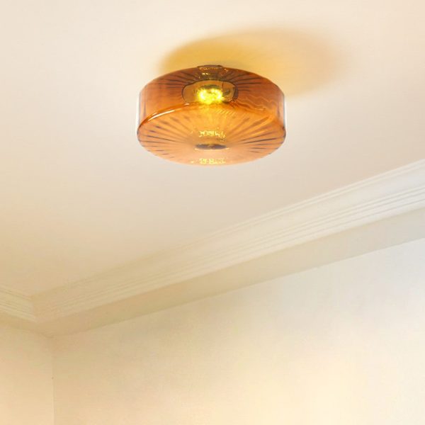 Contemporary Scandinavian Round Iron Glass LED Semi-Flush Mount Ceiling Light For Living Room - Image 6