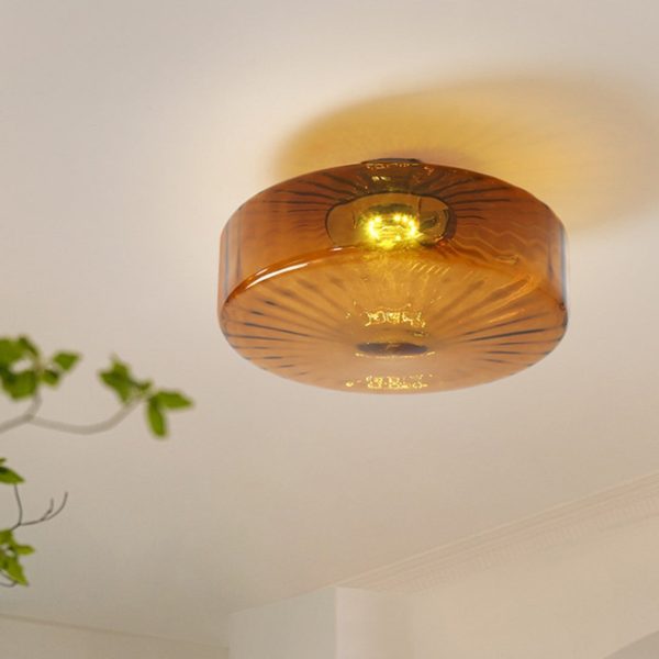 Contemporary Scandinavian Round Iron Glass LED Semi-Flush Mount Ceiling Light For Living Room - Image 7
