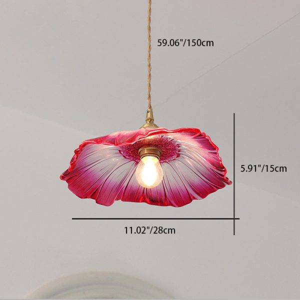 Contemporary Nordic Flower Glass Copper 1-Light Pendant Light For Living Room - Image 5