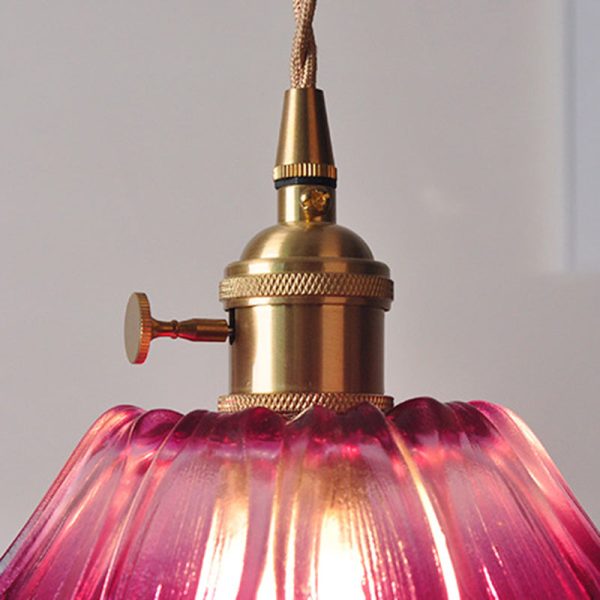 Contemporary Nordic Flower Glass Copper 1-Light Pendant Light For Living Room - Image 7