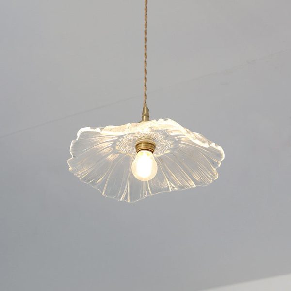 Contemporary Nordic Flower Glass Copper 1-Light Pendant Light For Living Room - Image 2