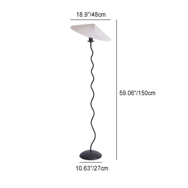 Traditional Japanese Fabric Iron Umbrella 1-Light Standing Floor Lamp For Living Room - Image 4