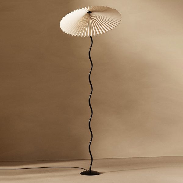 Traditional Japanese Fabric Iron Umbrella 1-Light Standing Floor Lamp For Living Room - Image 13