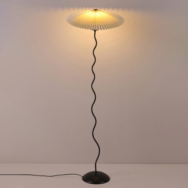 Traditional Japanese Fabric Iron Umbrella 1-Light Standing Floor Lamp For Living Room - Image 14