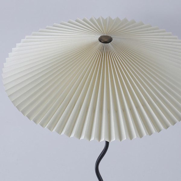 Traditional Japanese Fabric Iron Umbrella 1-Light Standing Floor Lamp For Living Room - Image 5