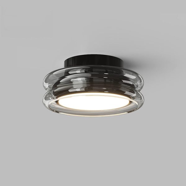 Modern Art Deco Round Acrylic Glass Hardware LED Semi-Flush Mount Ceiling Light For Hallways - Image 16
