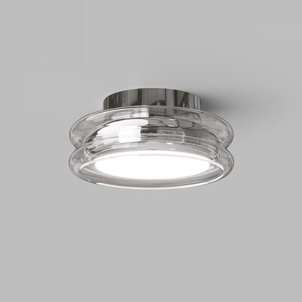 Modern Art Deco Round Acrylic Glass Hardware LED Semi-Flush Mount Ceiling Light For Hallways - Image 17