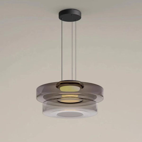 Contemporary Nordic Round Transparent Iron Glass LED Pendant Light For Bedroom - Image 11