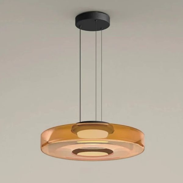 Contemporary Nordic Round Transparent Iron Glass LED Pendant Light For Bedroom - Image 10