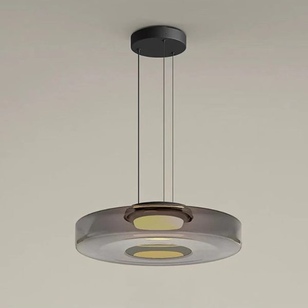 Contemporary Nordic Round Transparent Iron Glass LED Pendant Light For Bedroom - Image 9