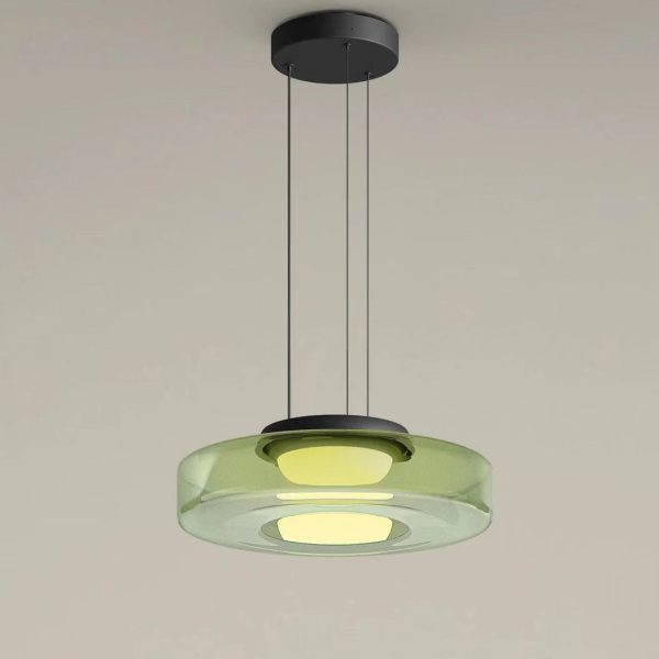 Contemporary Nordic Round Transparent Iron Glass LED Pendant Light For Bedroom - Image 13